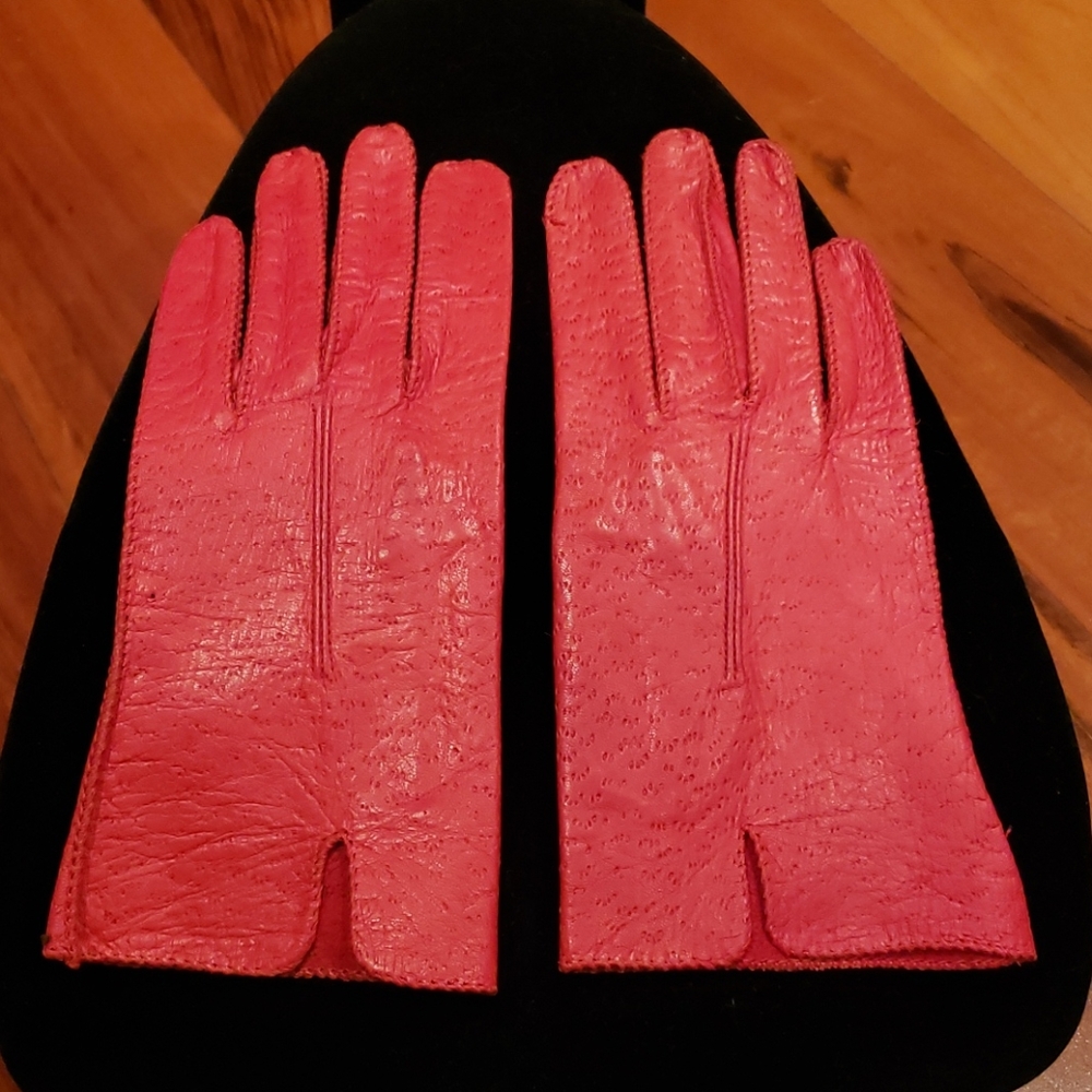 Red leather gloves